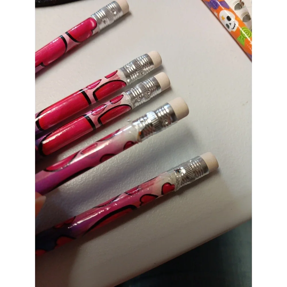 Heart Pattern Pencils Rainbow 10 Count New‎ School Teacher Love Valentine Reward